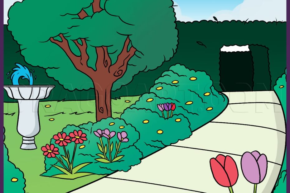 How To Draw A Garden Drawing Step By Step By Dawn DragoArt