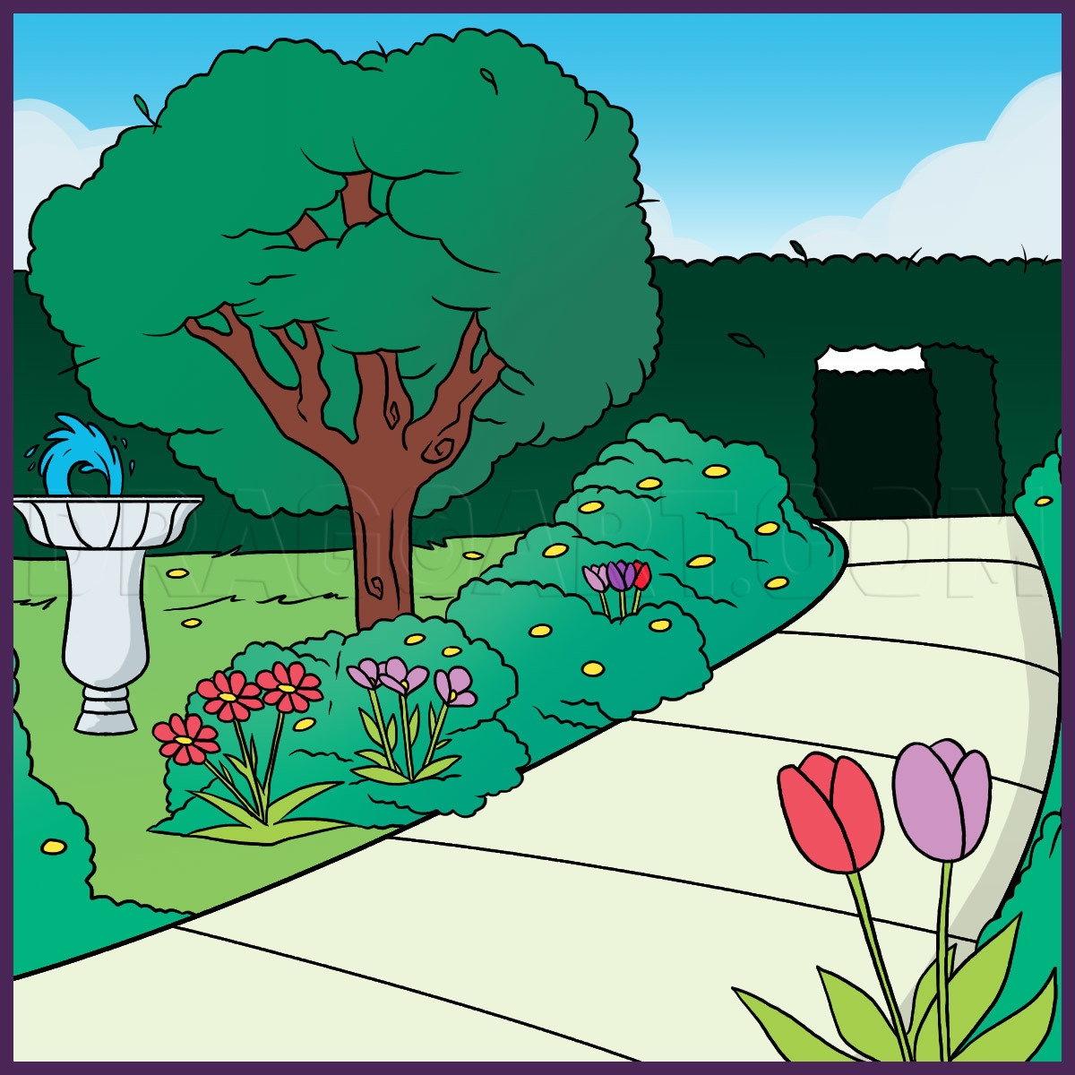 How To Draw A Garden Drawing Step By Step By Dawn DragoArt