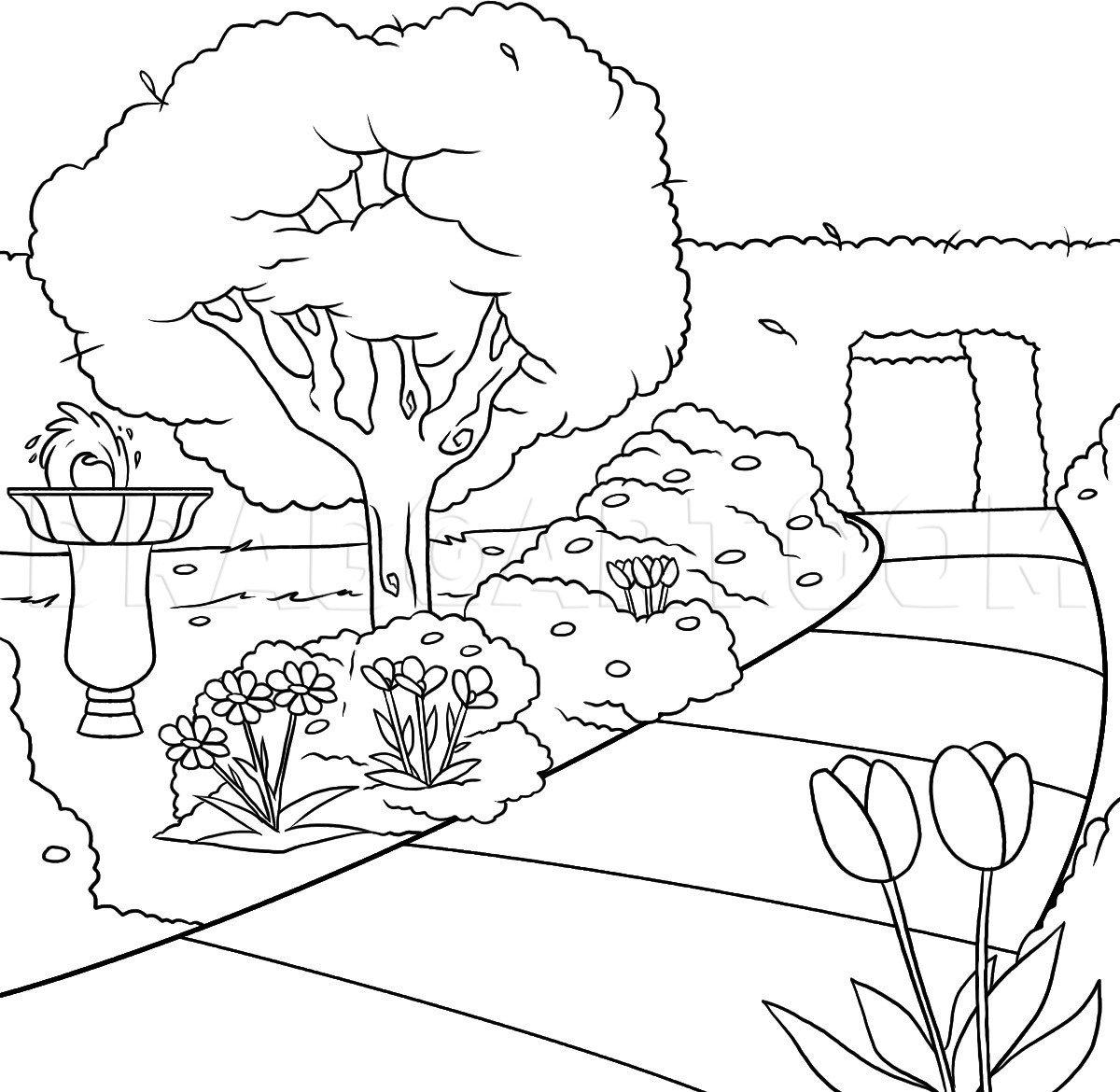 How To Draw A Garden Drawing Step By Step By Dawn DragoArt