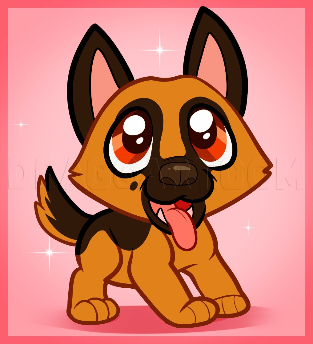 How To Draw A German Shepherd Puppy German Shepherd Puppy Drawing Step By Step By Dawn DragoArt