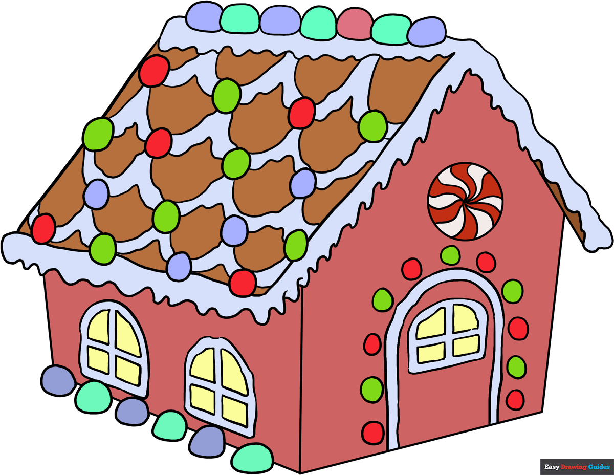 How To Draw A Gingerbread House Really Easy Drawing Tutorial