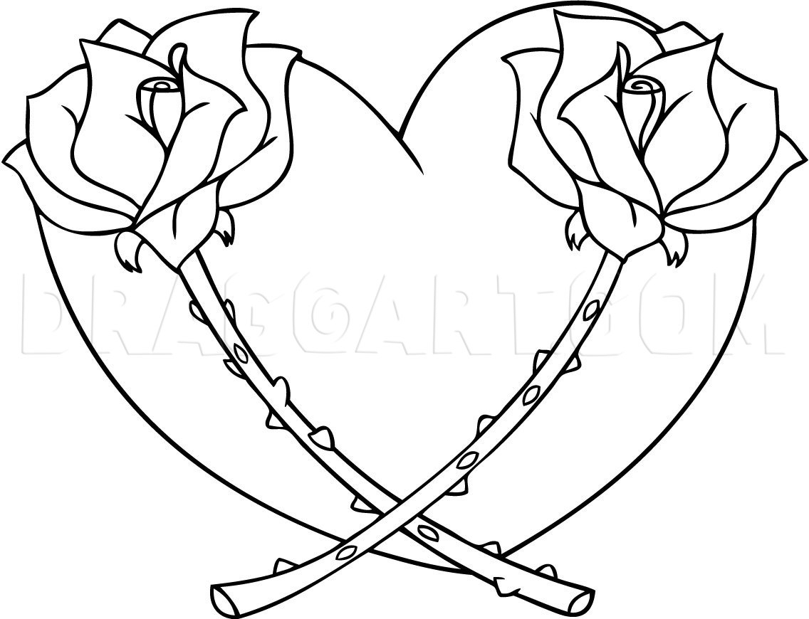 How To Draw A Heart With A Rose Drawing Step By Step By Dawn DragoArt