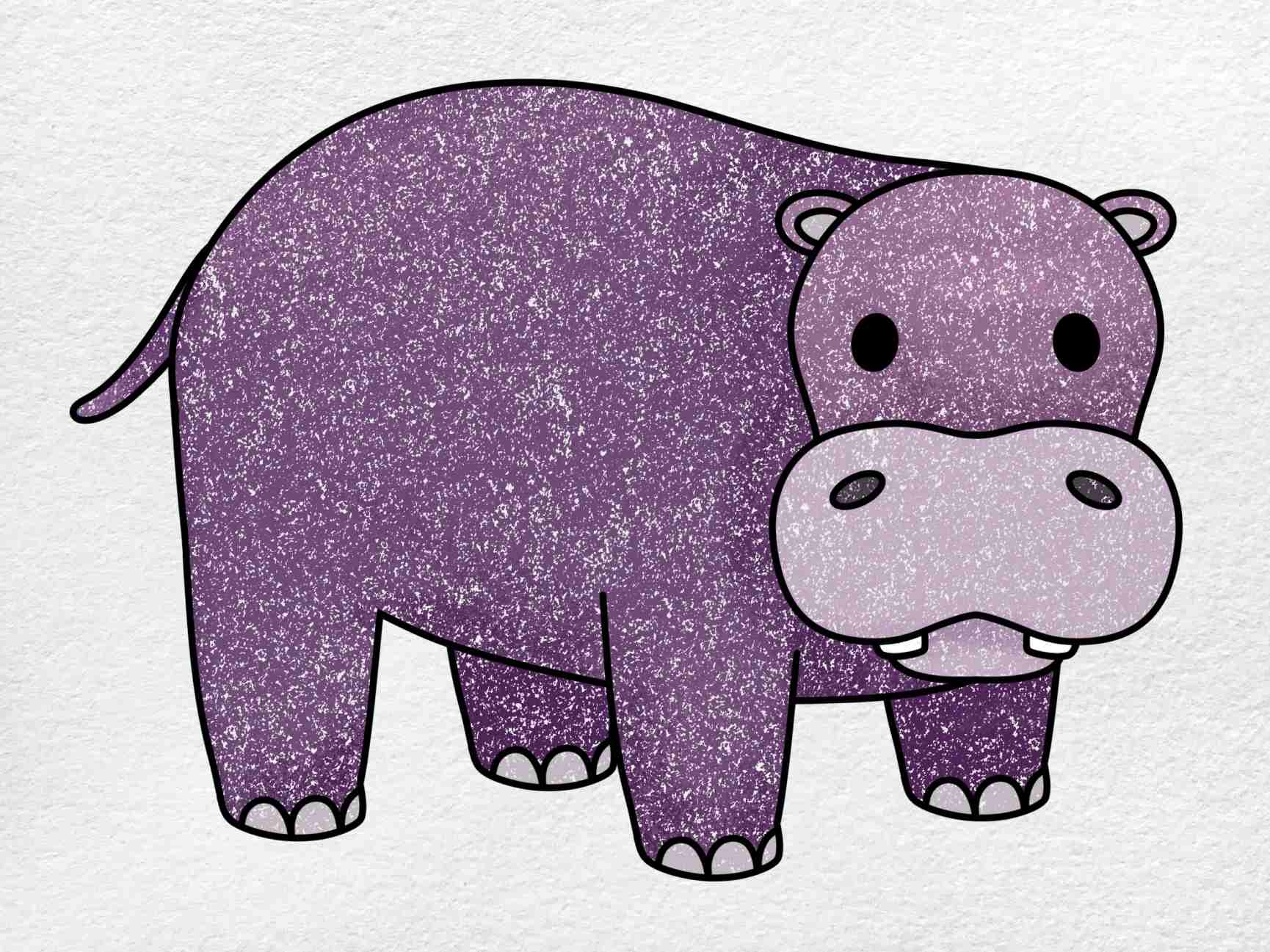 how to draw a hippo