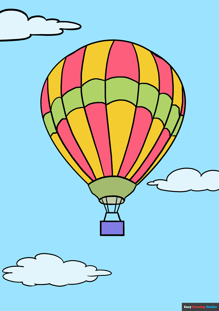 How To Draw A Hot Air Balloon Really Easy Drawing Tutorial