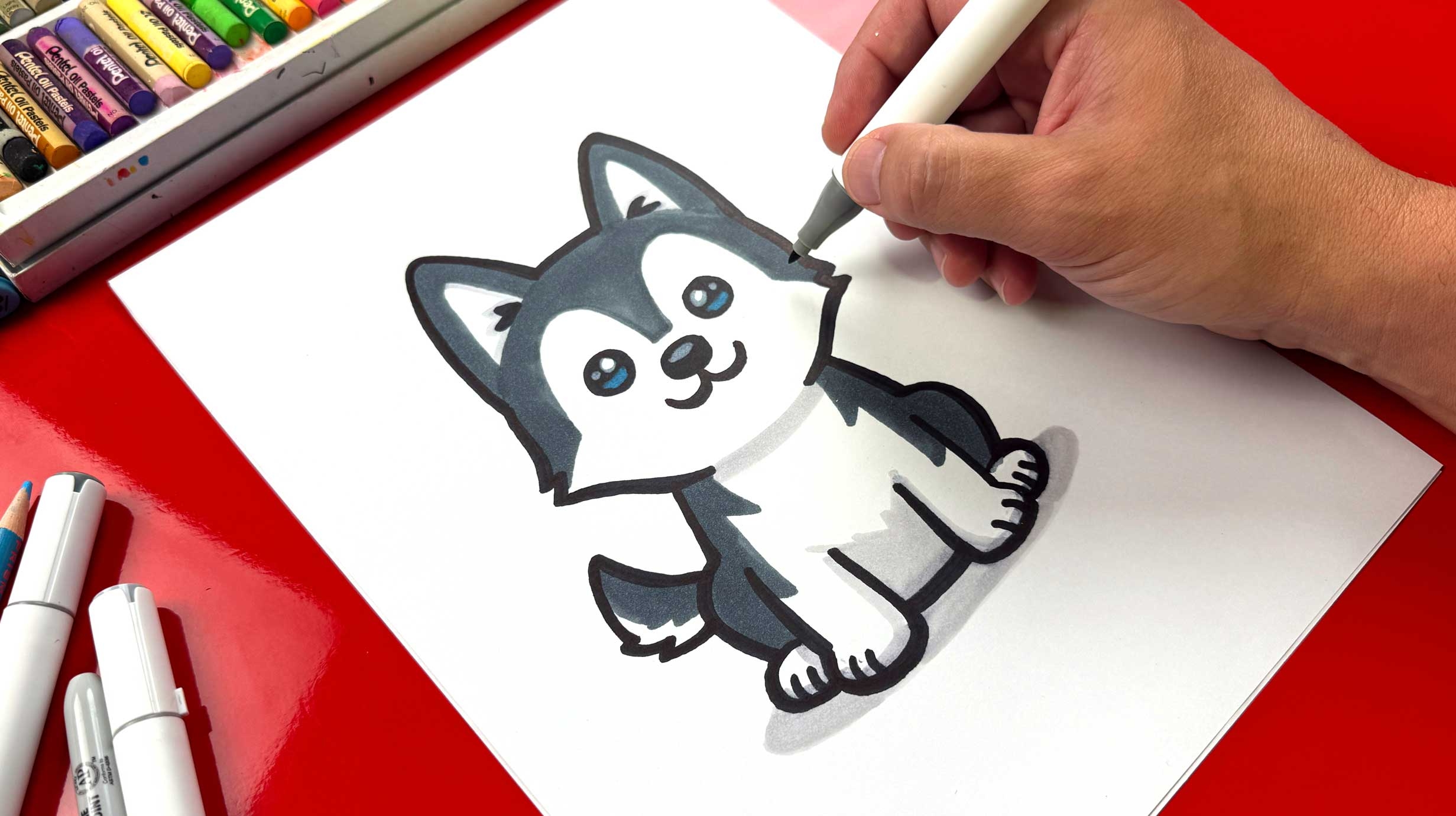How To Draw A Husky Puppy Art For Kids Hub 