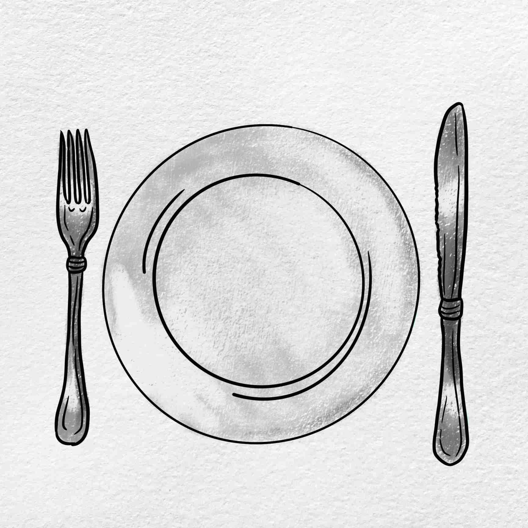 How To Draw A Knife And Plate HelloArtsy