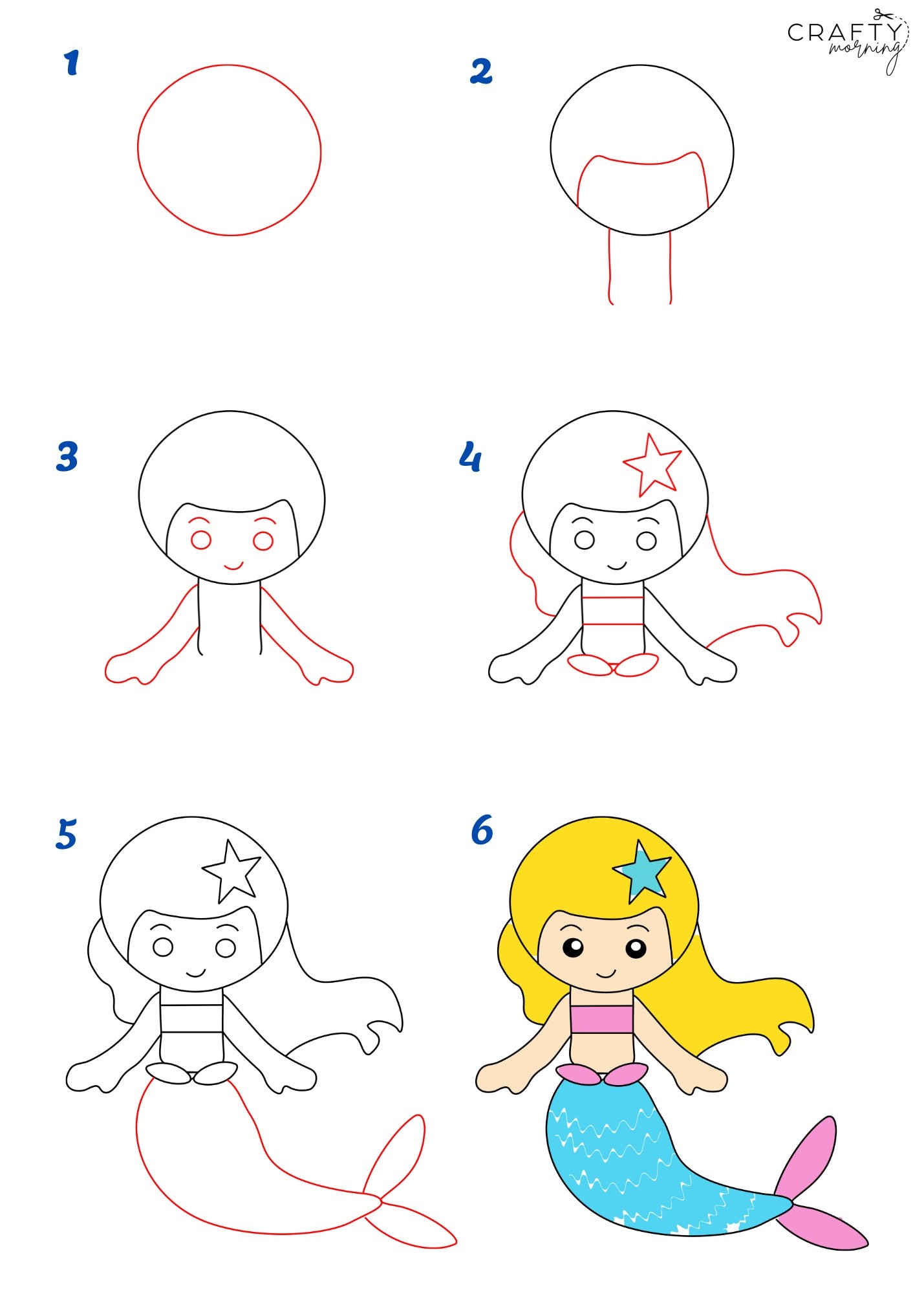 mermaid drawing easy