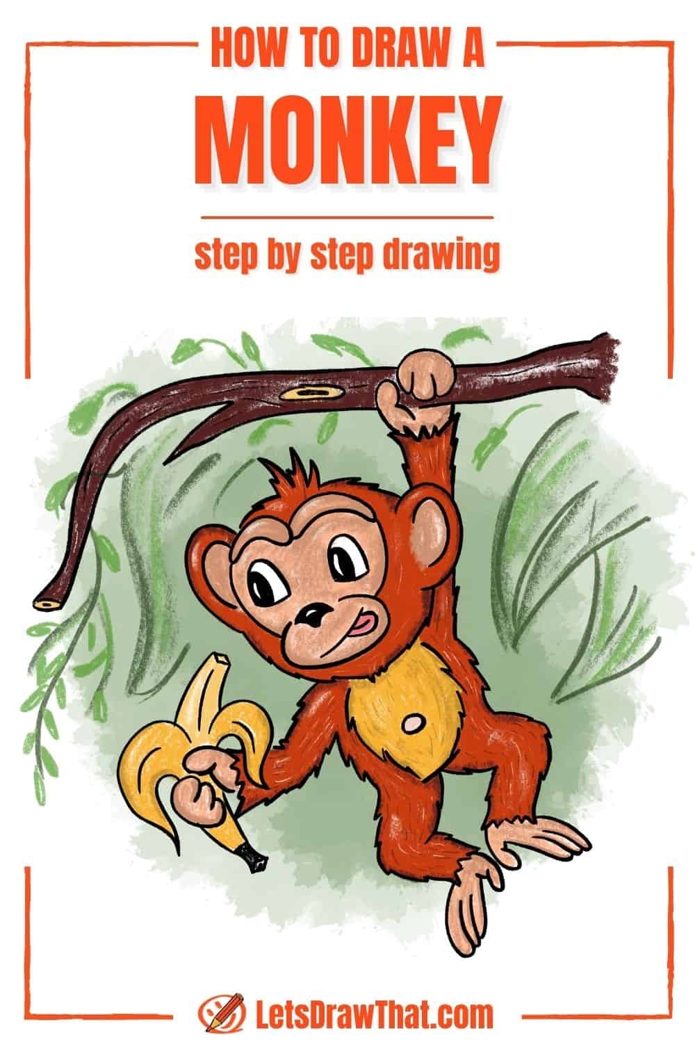 How To Draw A Monkey Cute Cartoon Chimpanzee