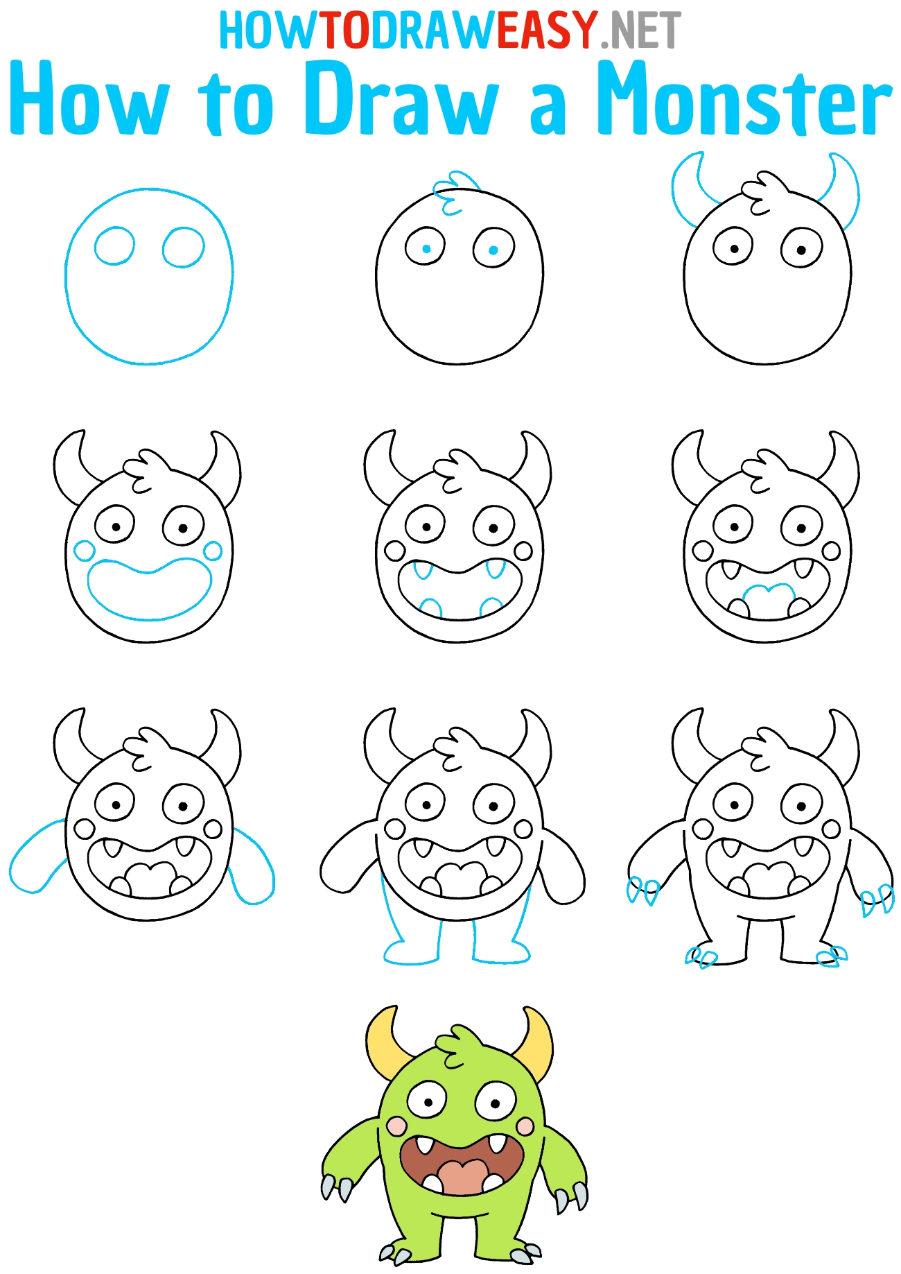 How To Draw A Monster How To Draw Easy