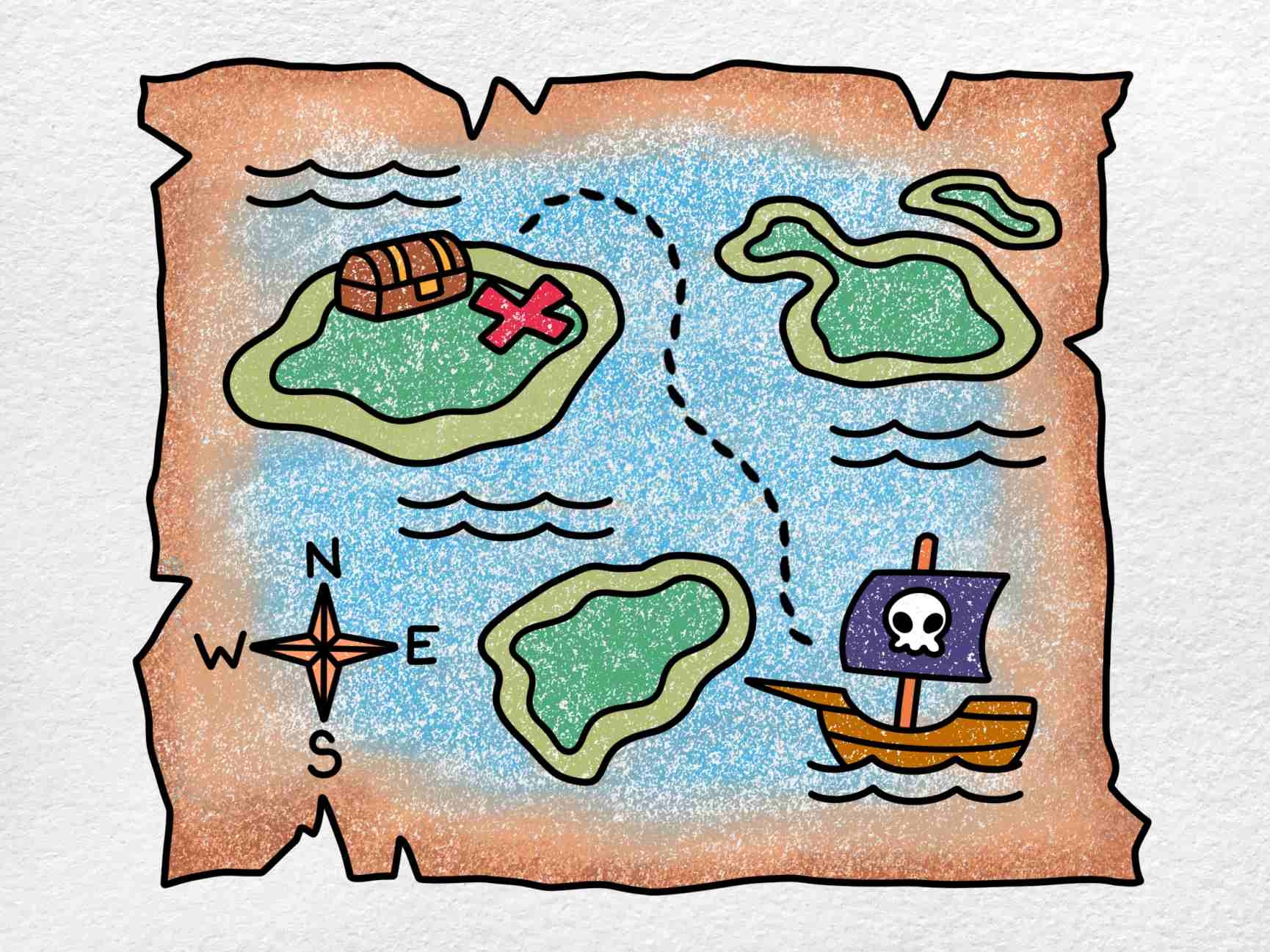 How To Draw A Pirate Map HelloArtsy