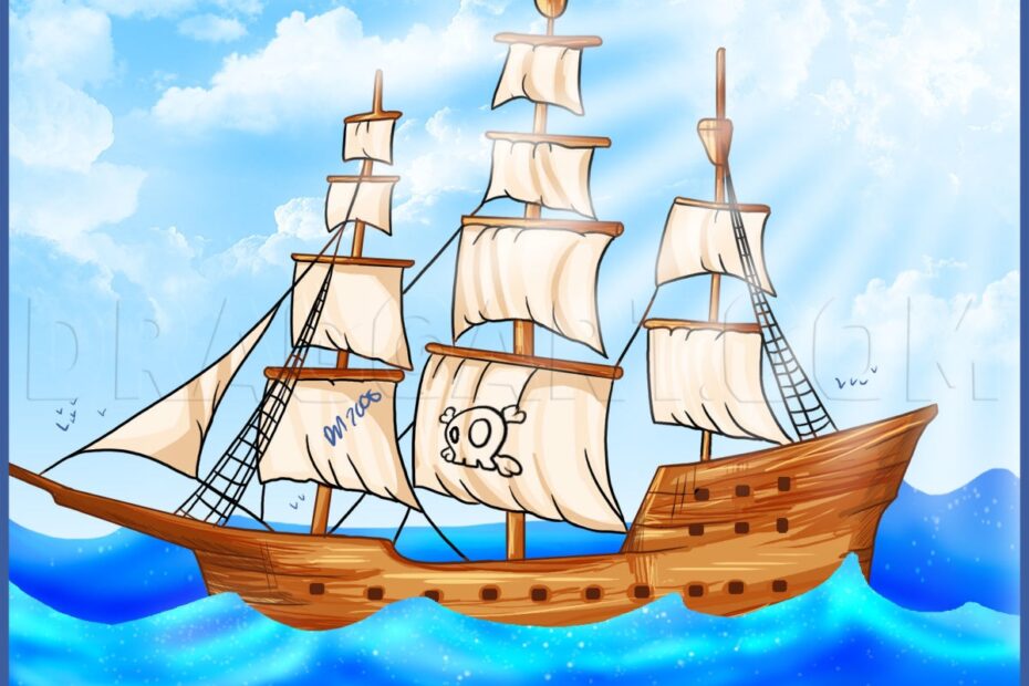 How To Draw A Pirate Ship Drawing Step By Step By Dawn DragoArt