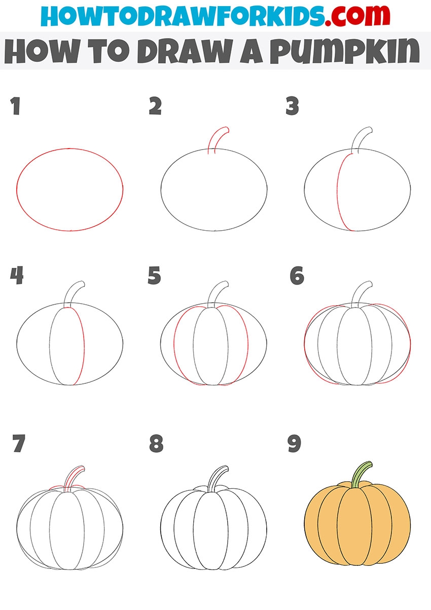 How To Draw A Pumpkin Easy Drawing Tutorial For Kids