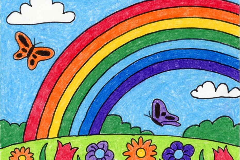 How To Draw A Rainbow Easy Step by Step Art Lesson For Kids
