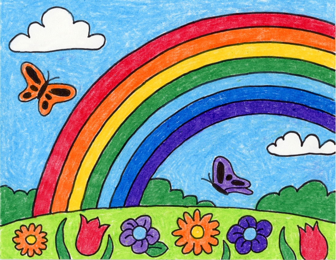 How To Draw A Rainbow Easy Step by Step Art Lesson For Kids
