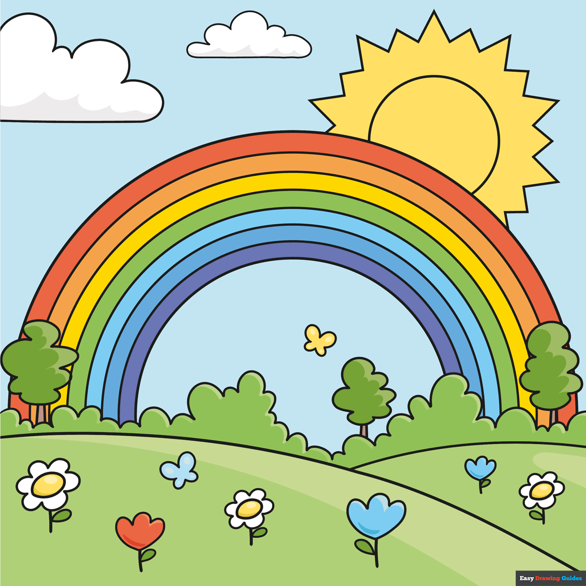 How To Draw A Rainbow For Kids Really Easy Drawing Tutorial
