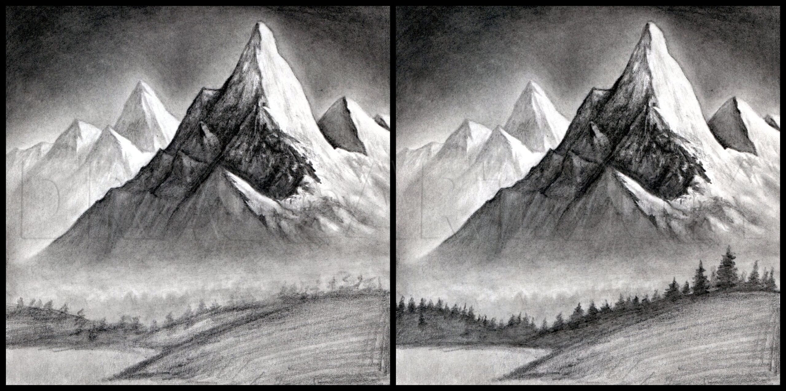 How To Draw A Realistic Landscape Draw Realistic Mountains 