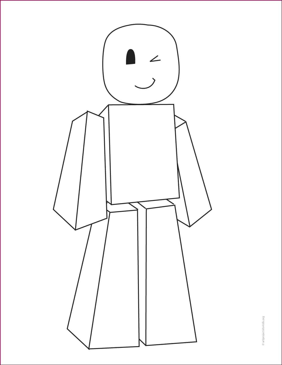 How To Draw A Roblox Character Step by Step Art Lesson For Kids