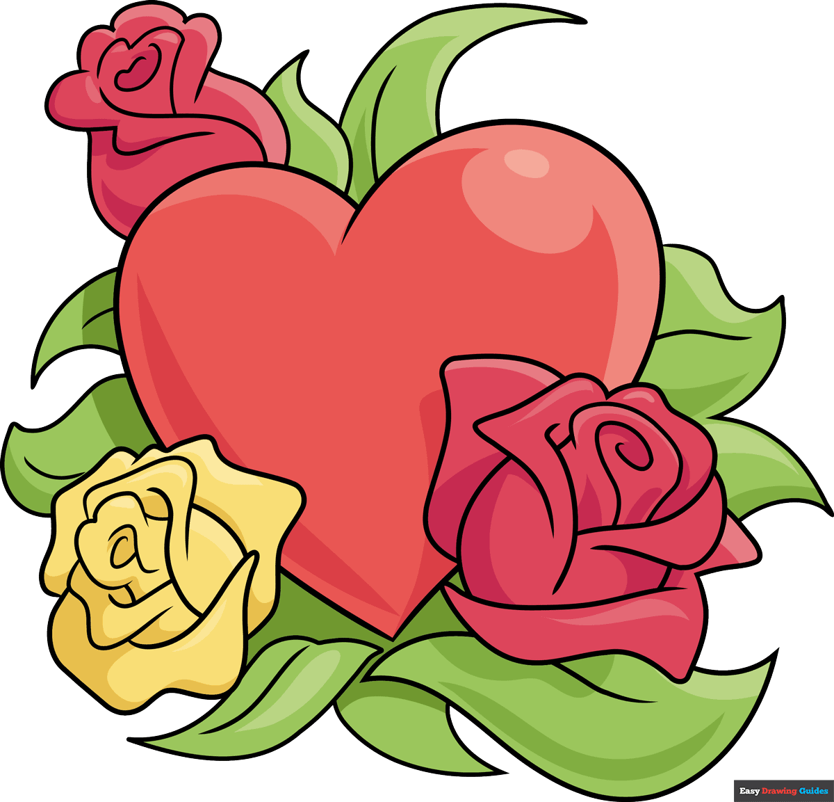 How To Draw A Rose And Heart Really Easy Drawing Tutorial