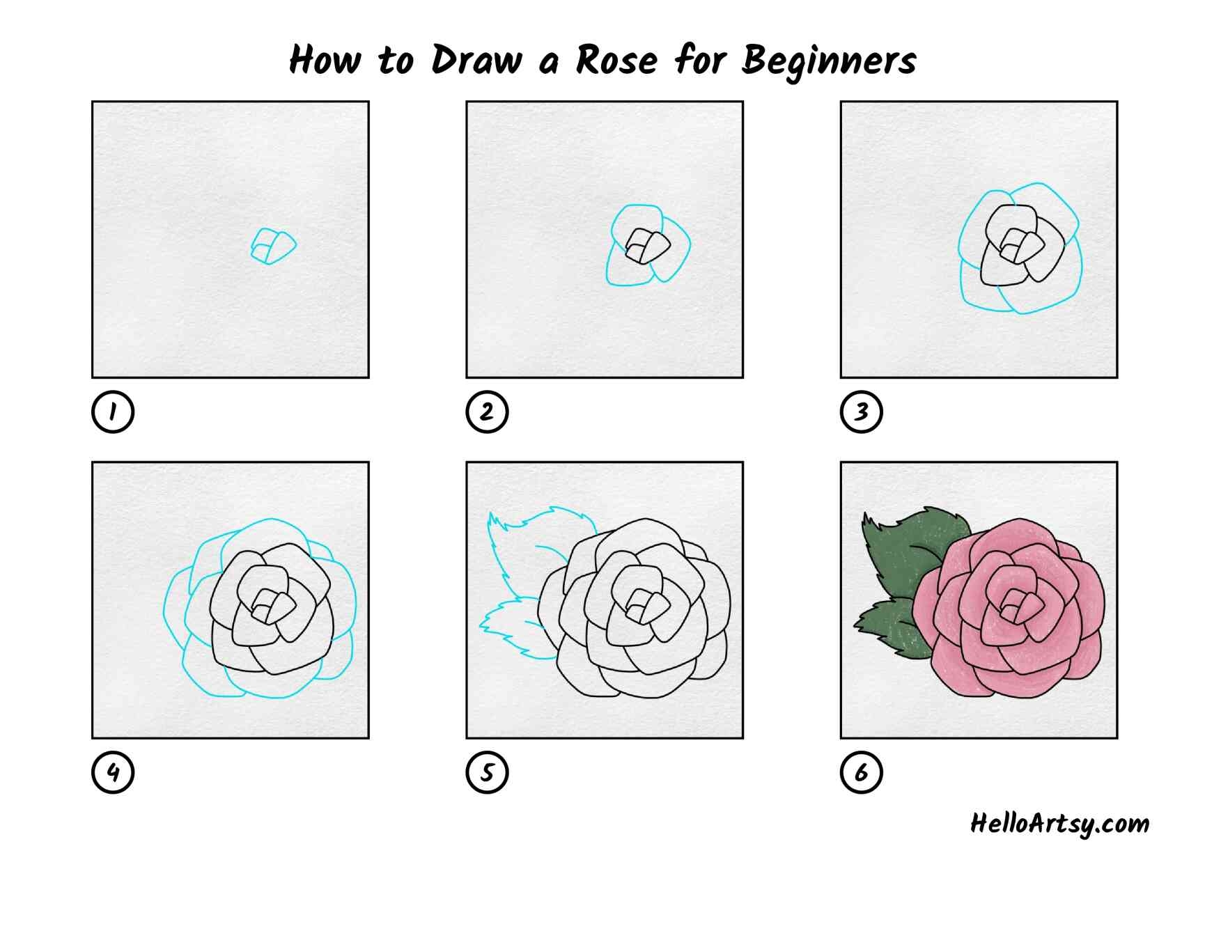 how to draw a rose easy step