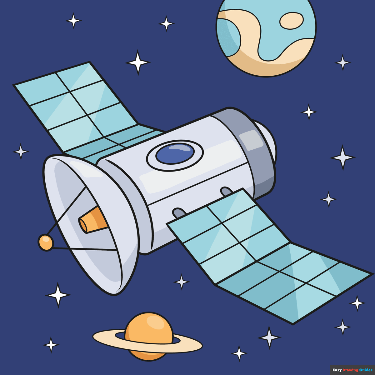 How To Draw A Satellite Really Easy Drawing Tutorial