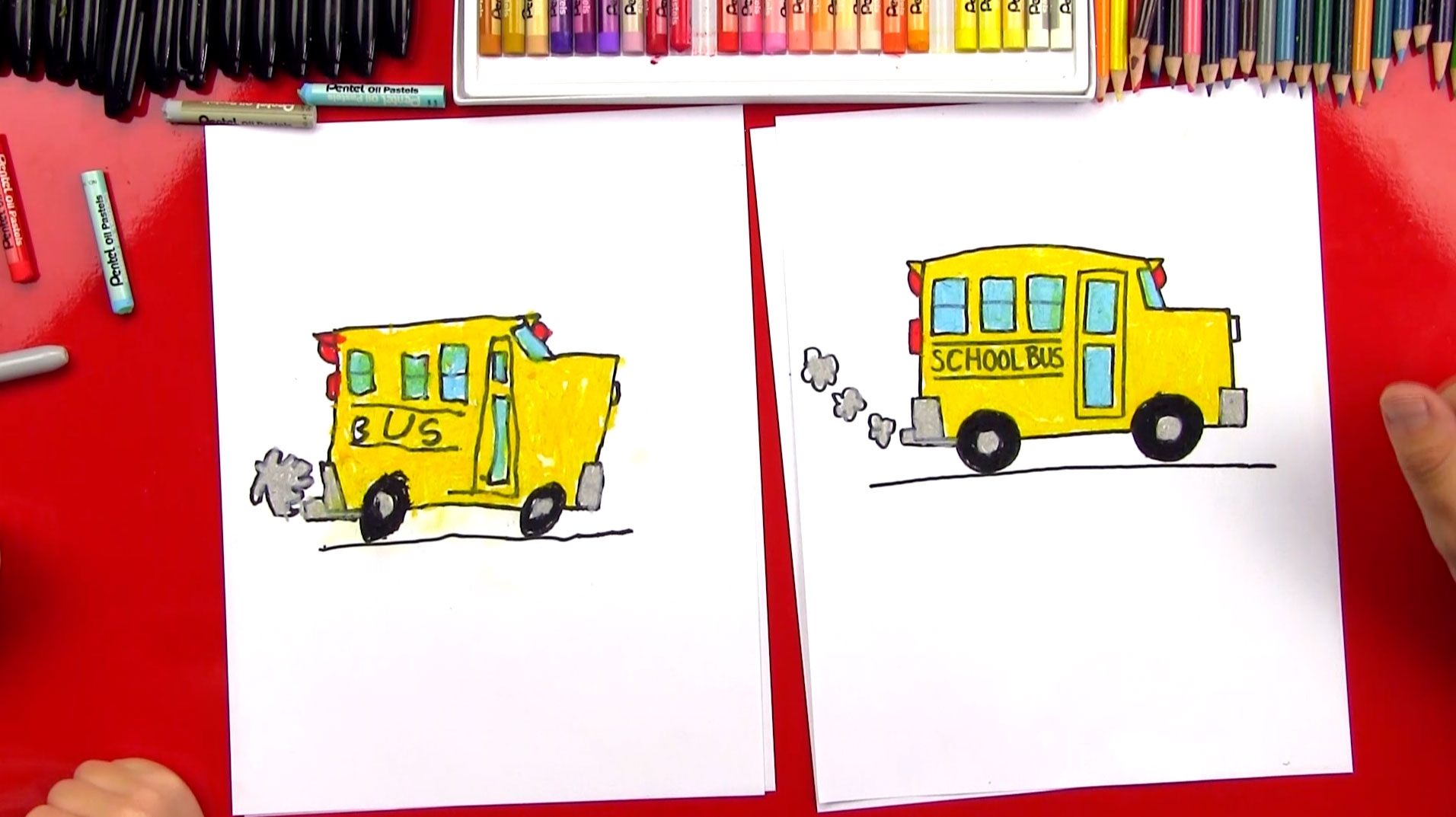 how to draw a school bus