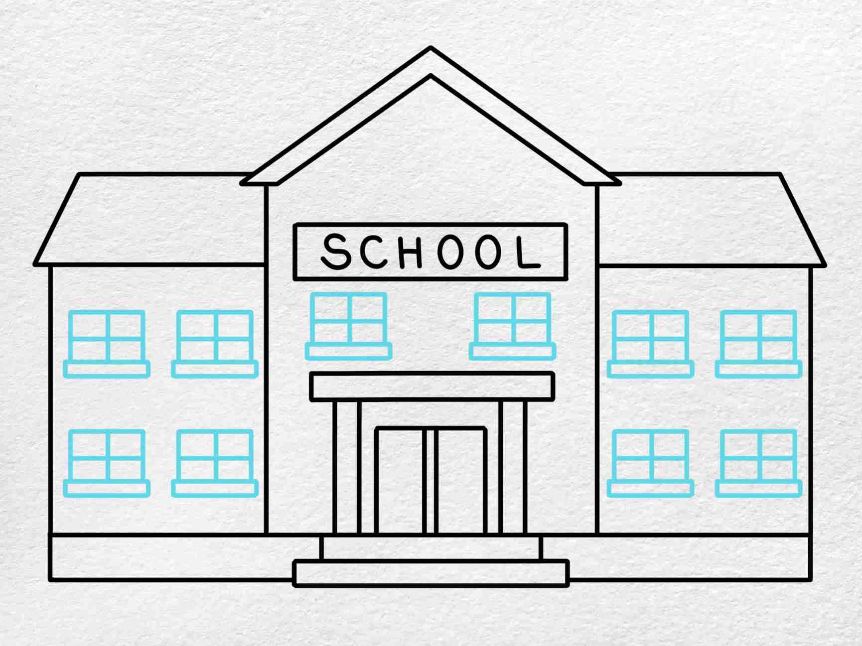 how to draw a school