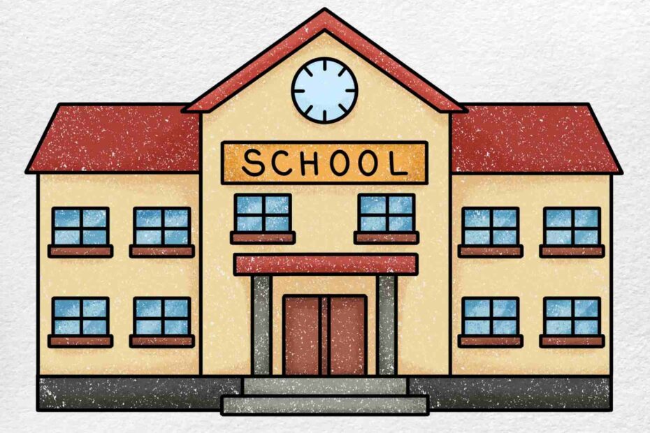 How To Draw A School HelloArtsy