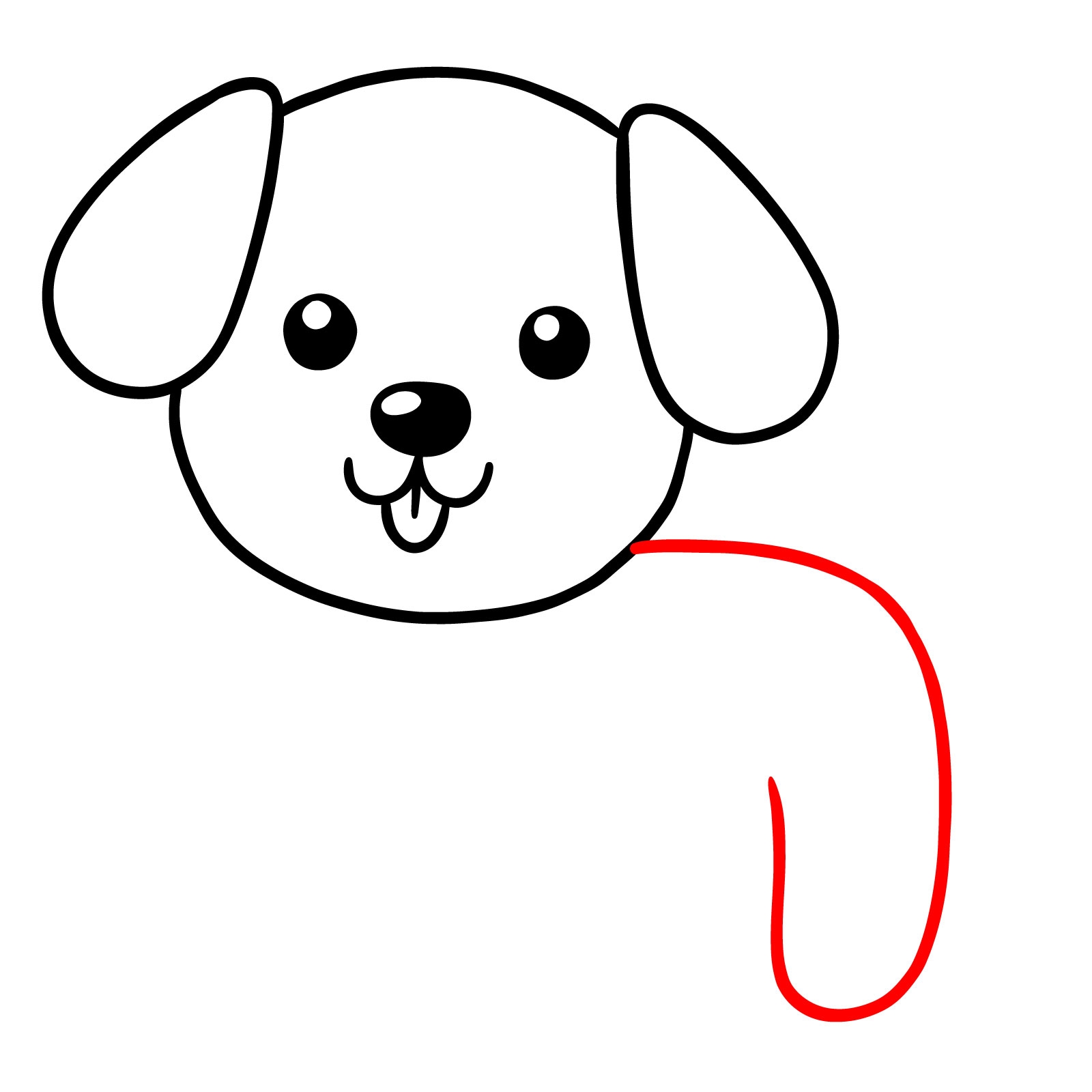 How To Draw A Simple Cartoon Puppy With A Cute Bow Tie