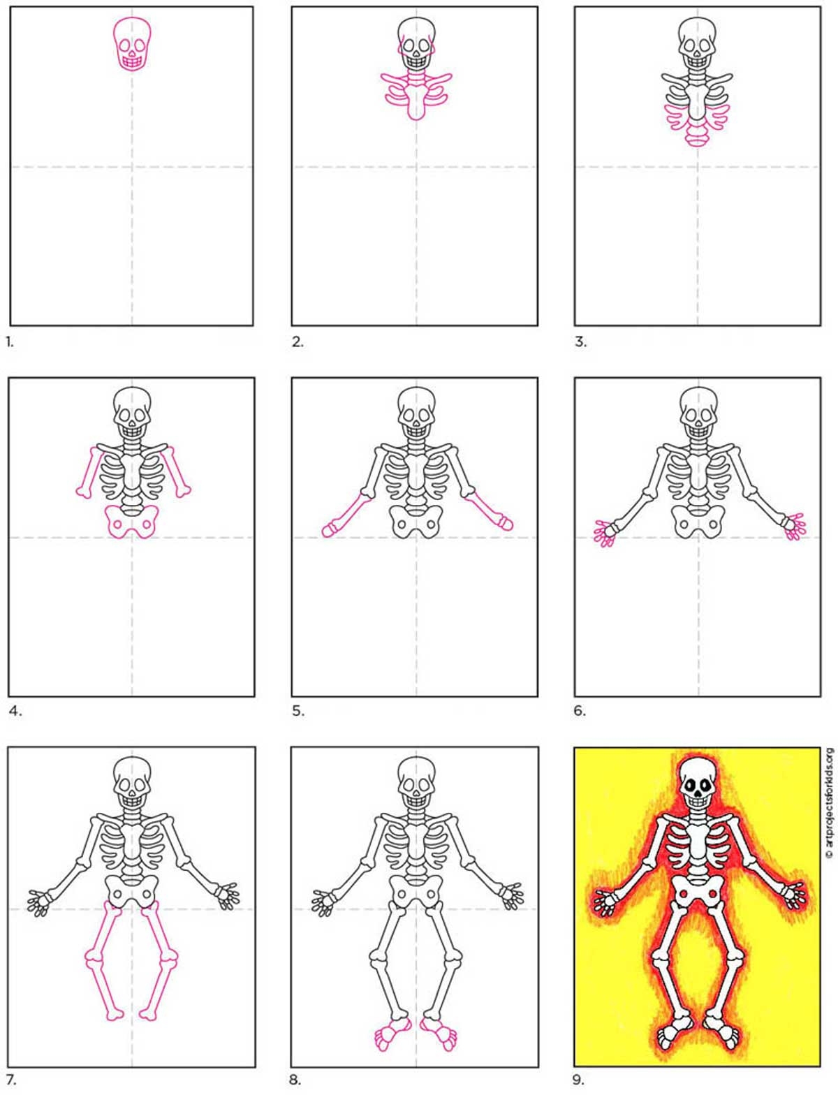 easy skeleton drawing