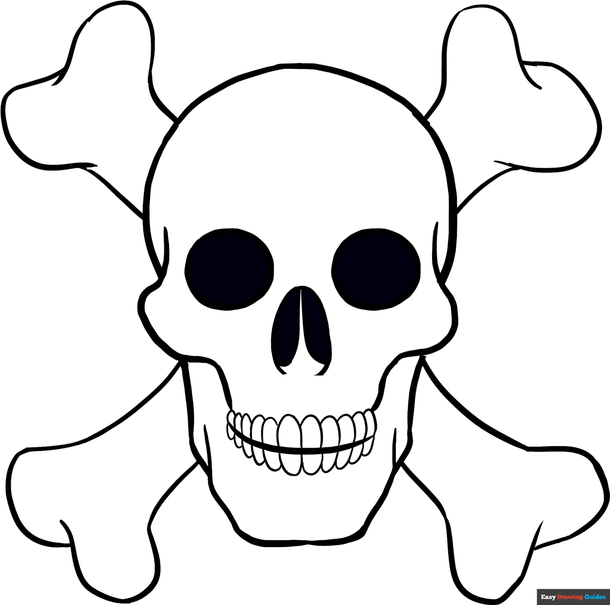How To Draw A Skull And Crossbones Step by Step Tutorial Easy Drawing Guides