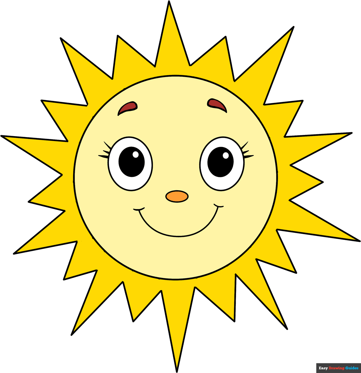 How To Draw A Smiling Sun Really Easy Drawing Guides