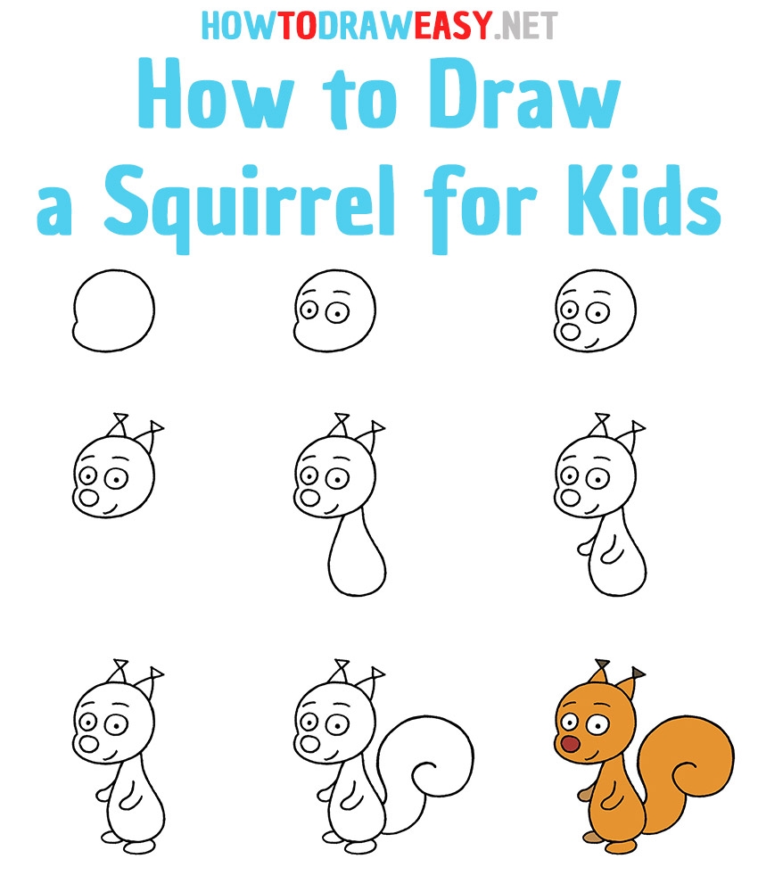how to draw a squirrel