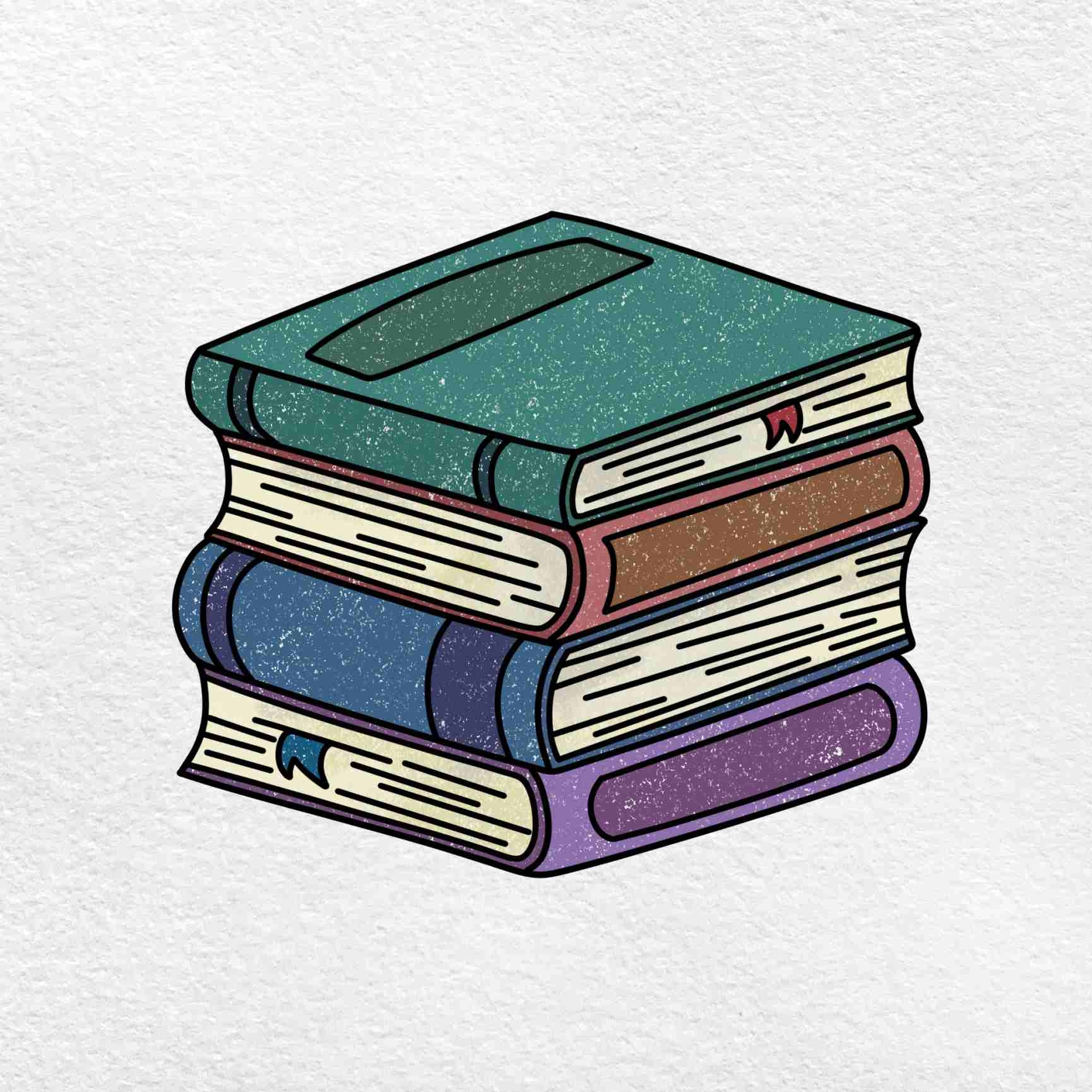 How To Draw A Stack Of Books HelloArtsy