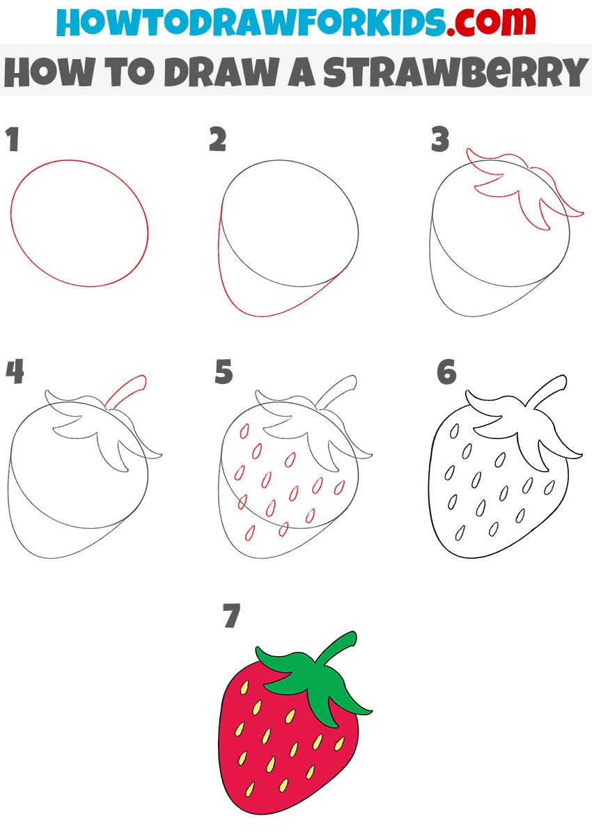 How To Draw A Strawberry Easy Drawing Tutorial For Kids