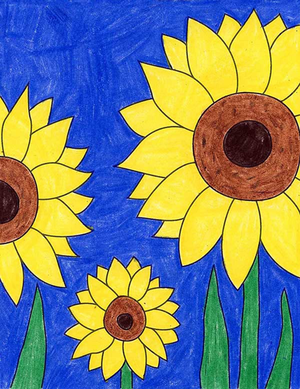 How To Draw A Sunflower For Kids Easy Directed Drawing Lesson