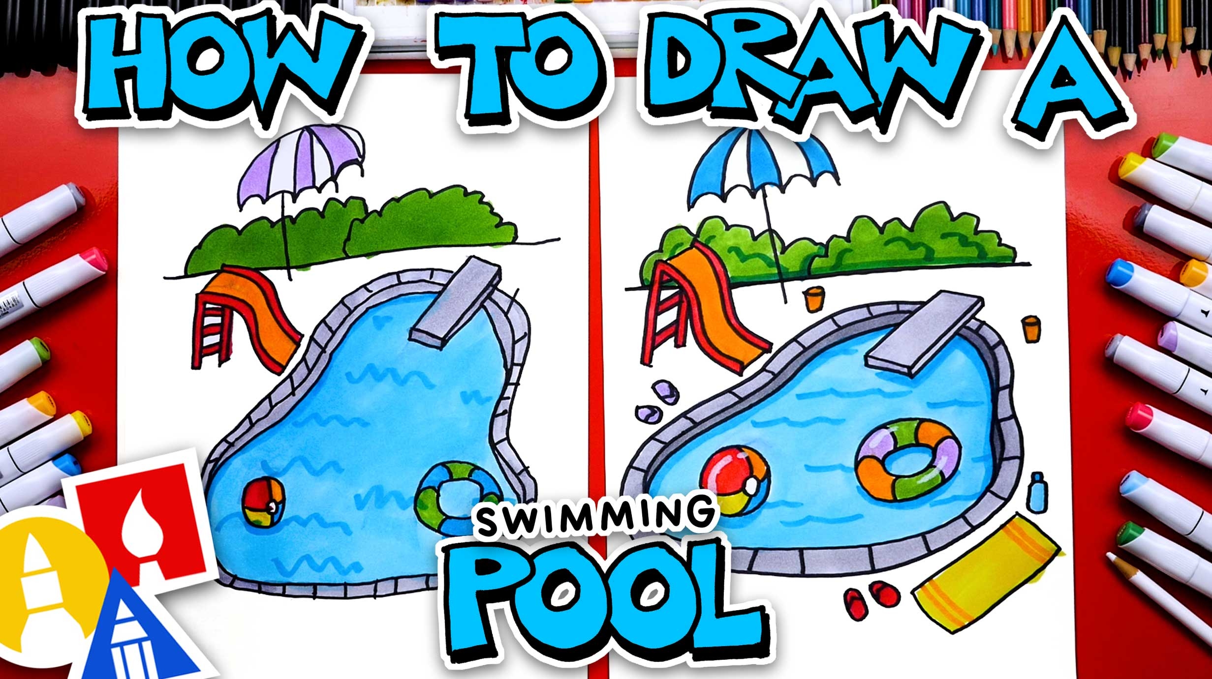 How To Draw A Swimming Pool Art For Kids Hub 