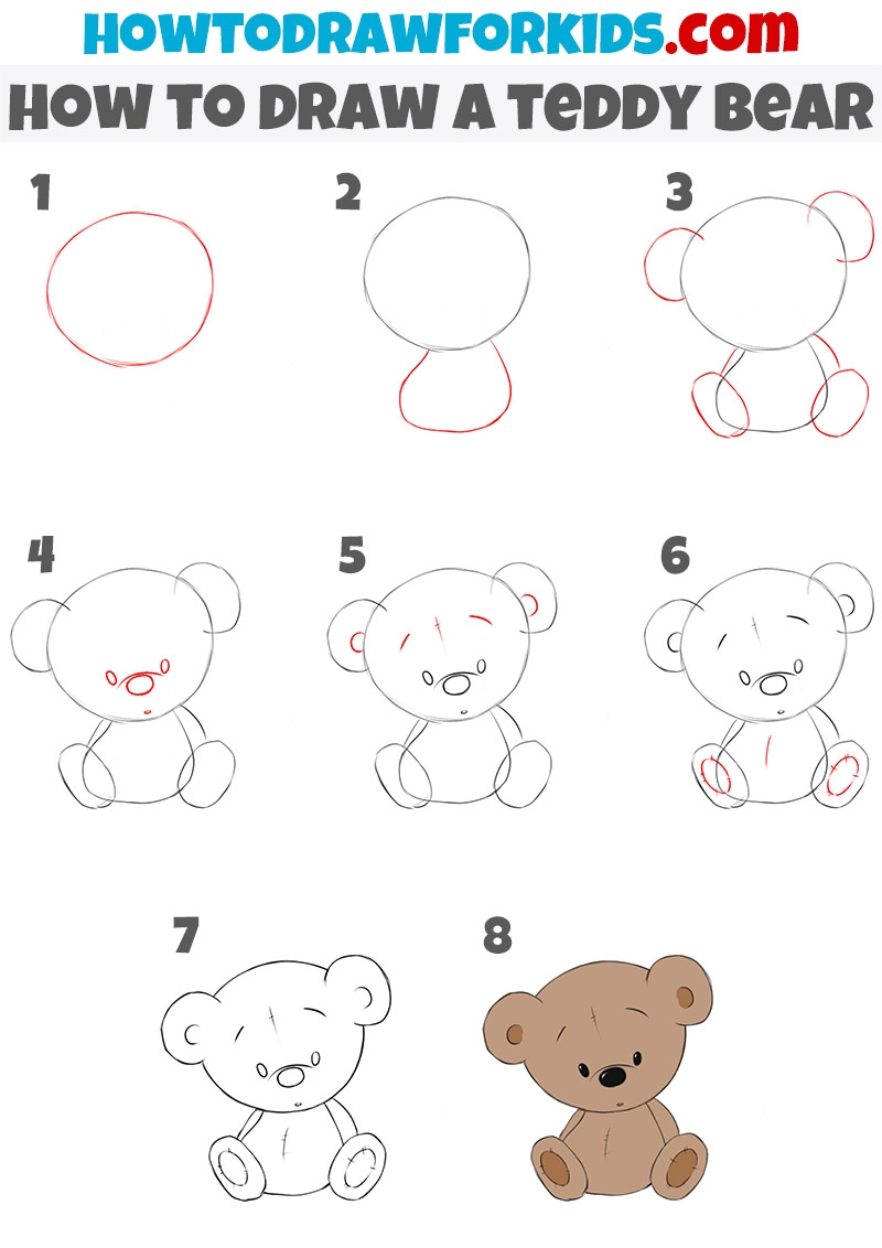 How To Draw A Teddy Bear Easy Drawing Tutorial For Kids