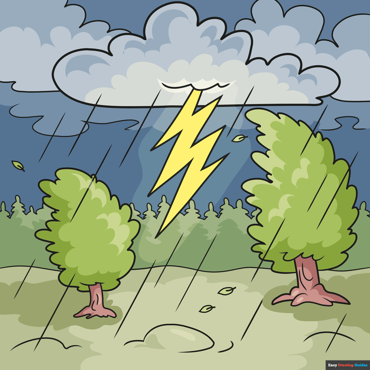 How To Draw A Thunderstorm Really Easy Drawing Tutorial