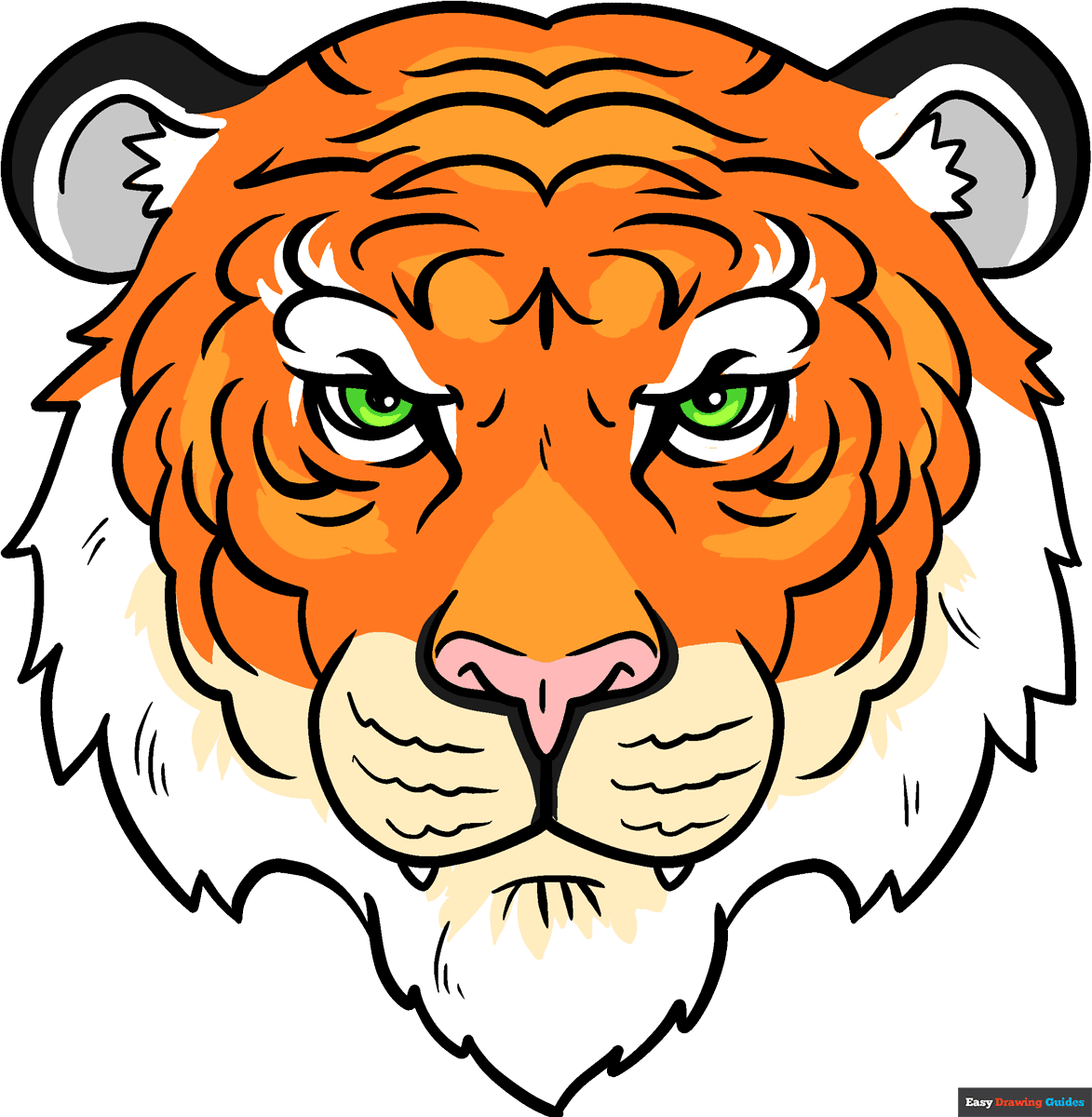 How To Draw A Tiger Face In A Few Easy Steps Easy Drawing Guides