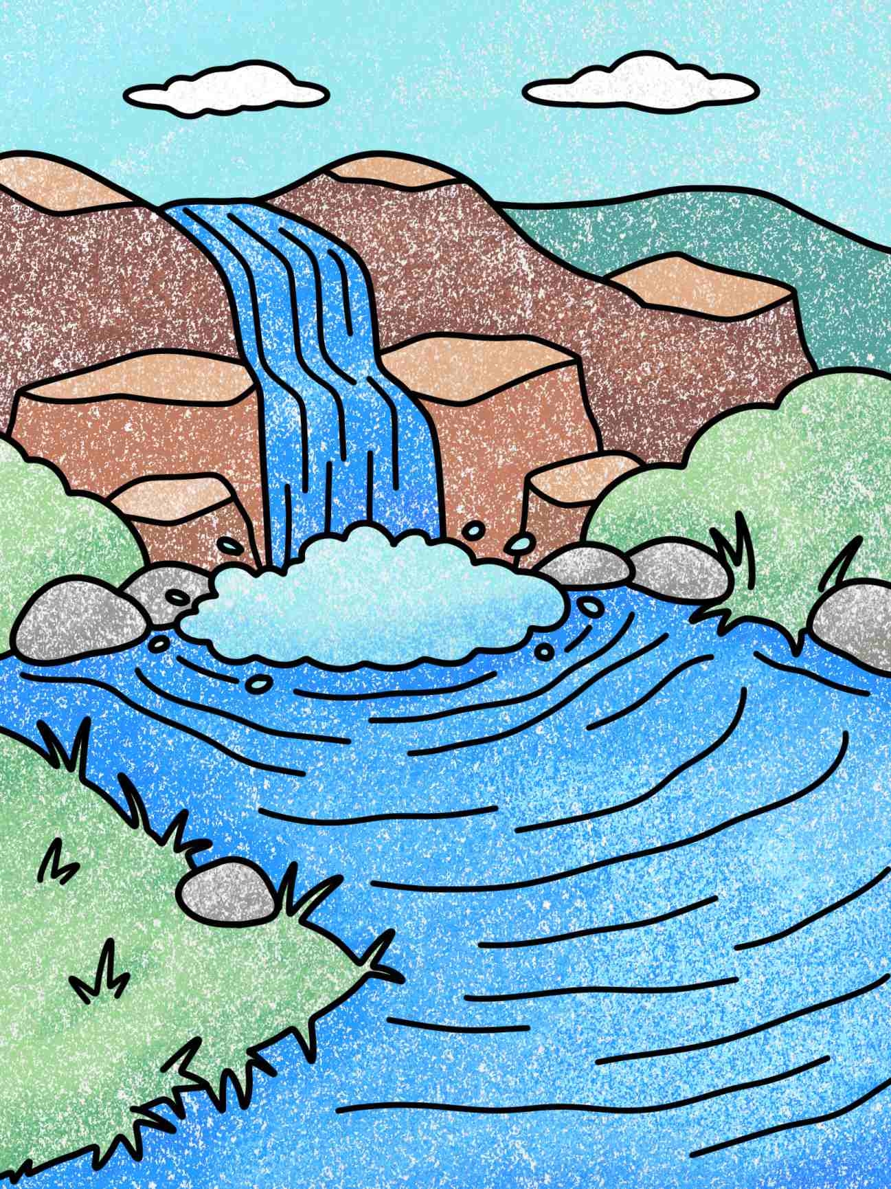 How To Draw A Waterfall HelloArtsy