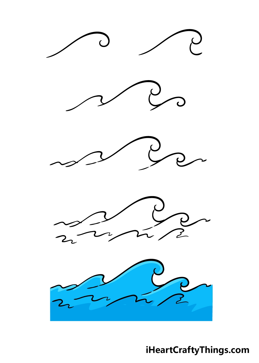 How To Draw A Wave Step By Step Easy Breaking Wave Drawing