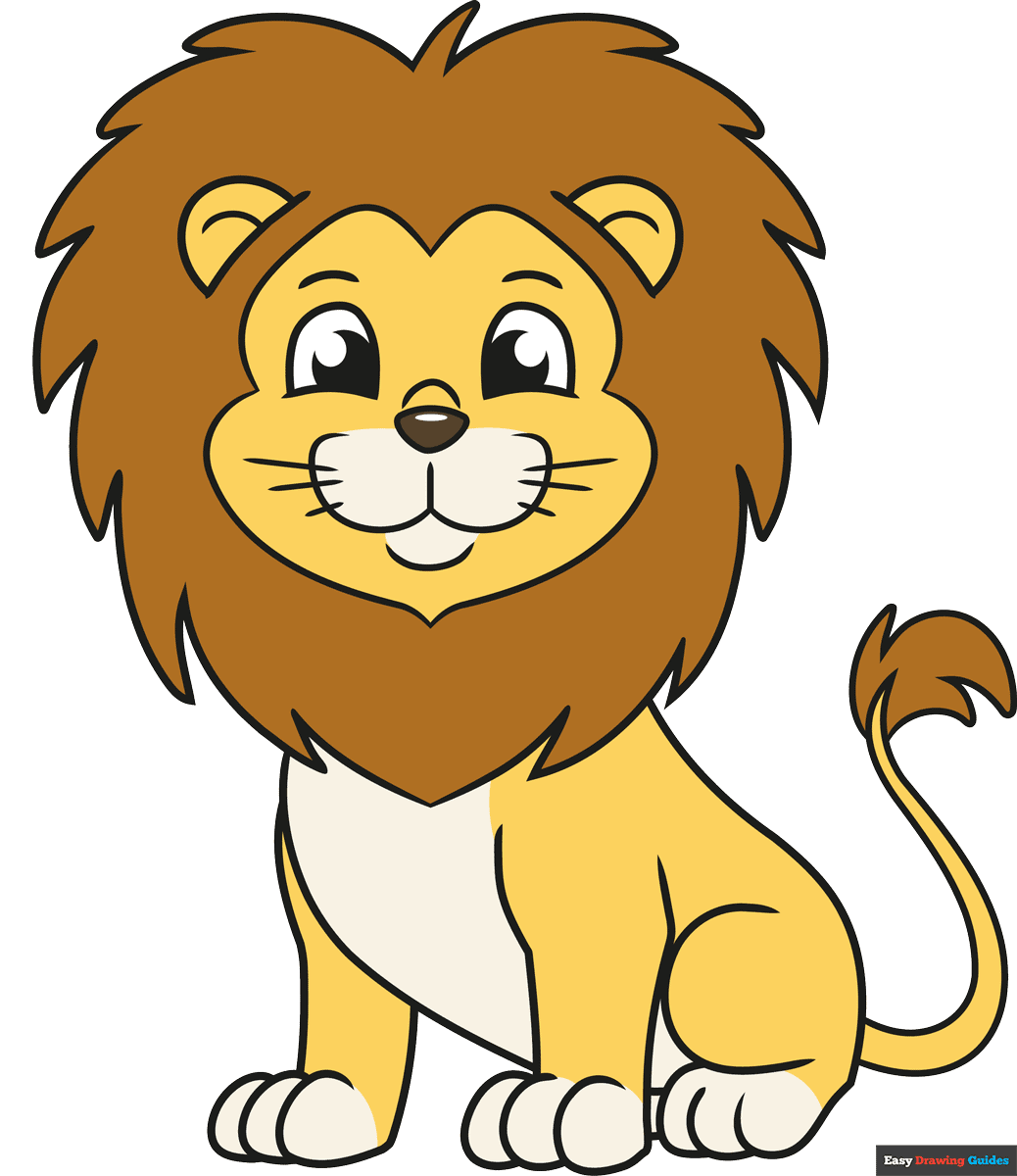How To Draw An Easy Cartoon Lion Really Easy Drawing Tutorial
