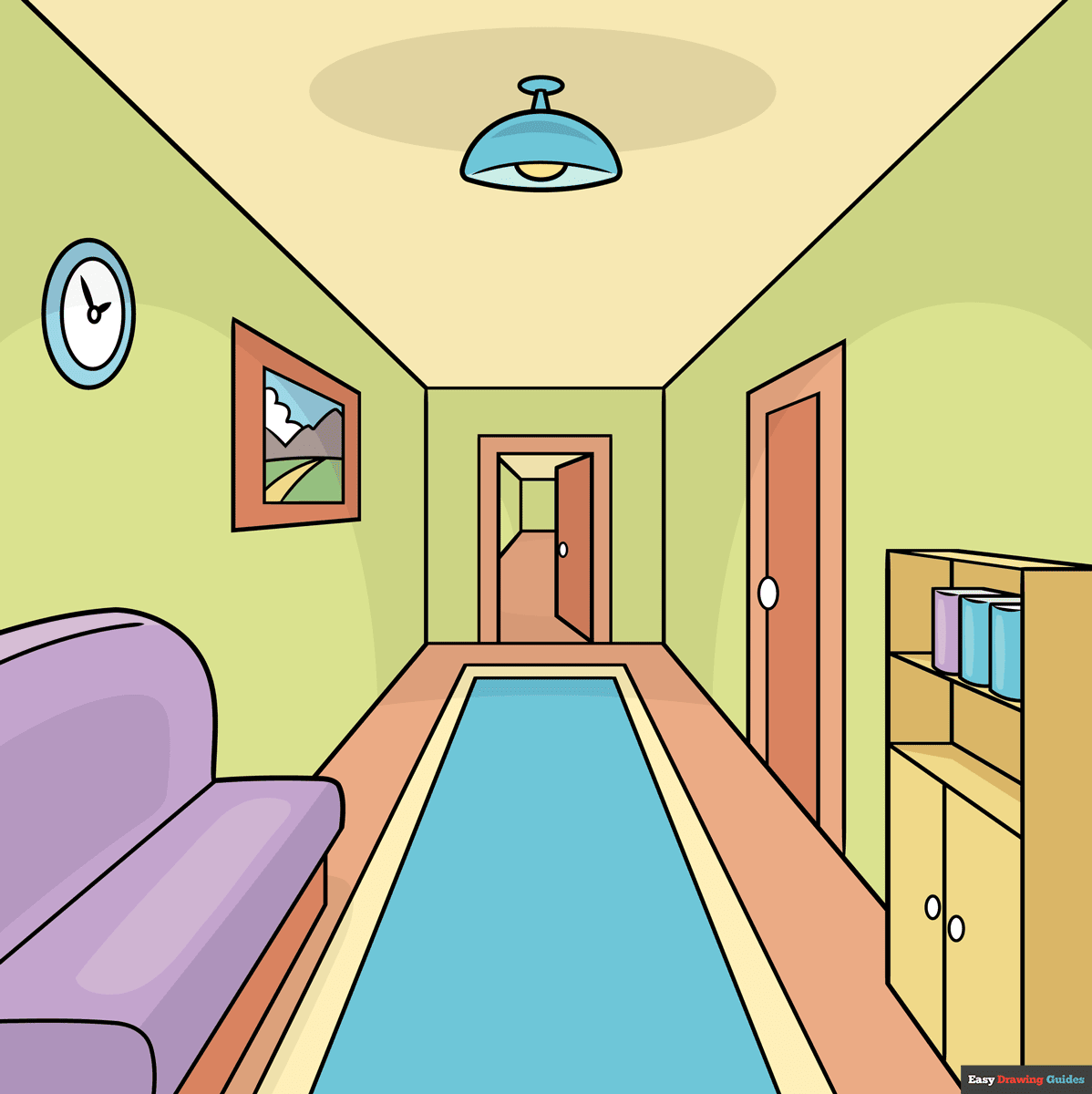 How To Draw An Easy Hallway In One Point Perspective Really Easy 