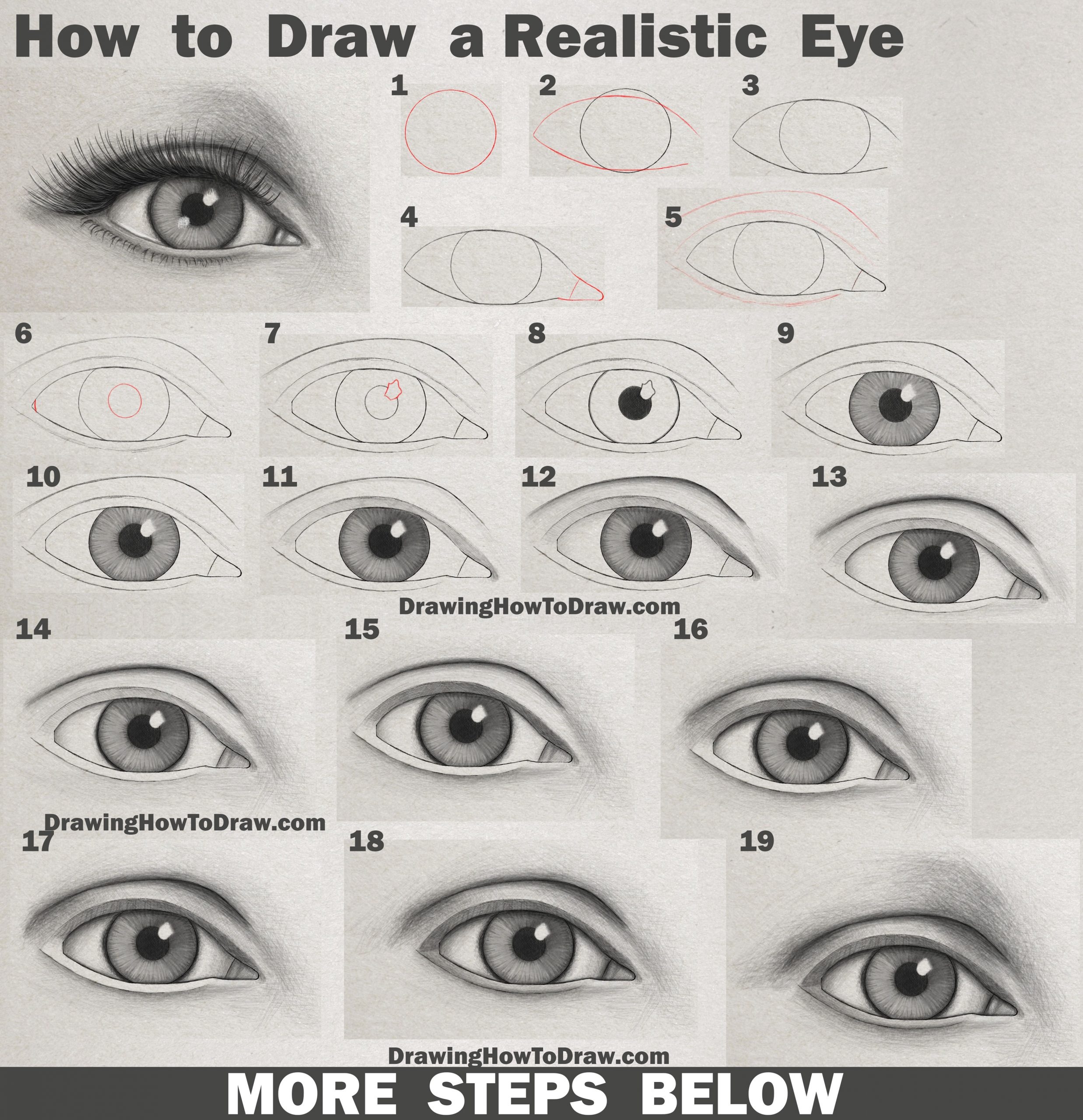 How To Draw An Eye Realistic Female Eye Step By Step Drawing 