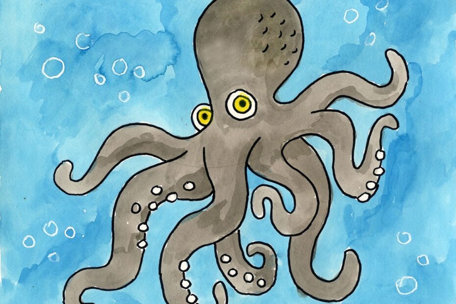 How To Draw An Octopus Easy Step by Step Art Lesson For Kids