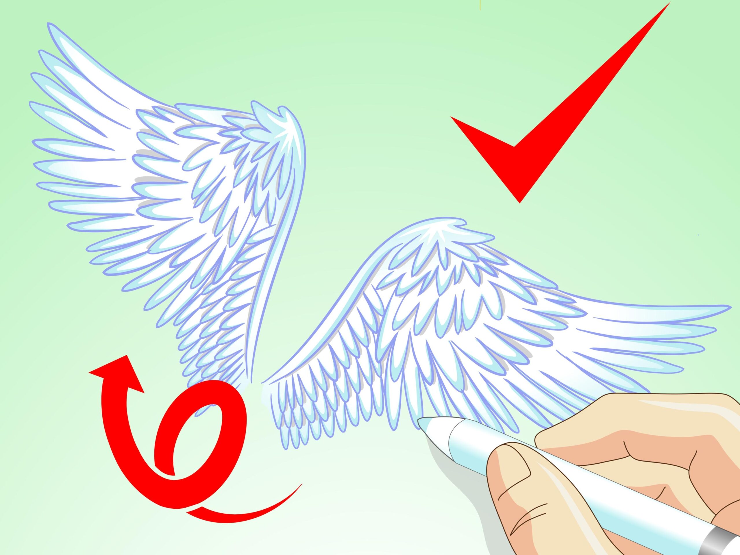 how to draw angel wings
