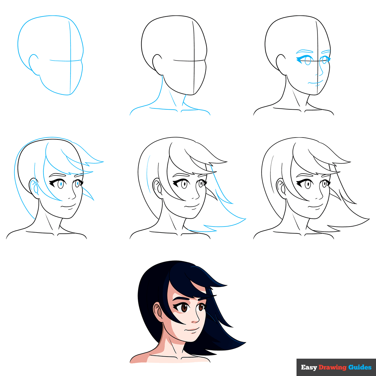 How To Draw Anime Hair For Girls And Women Easy Step By Step Tutorial