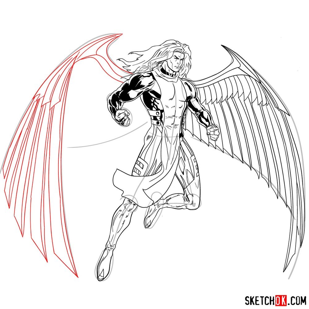 How To Draw Archangel Marvel Sketchok Easy Drawing Guides