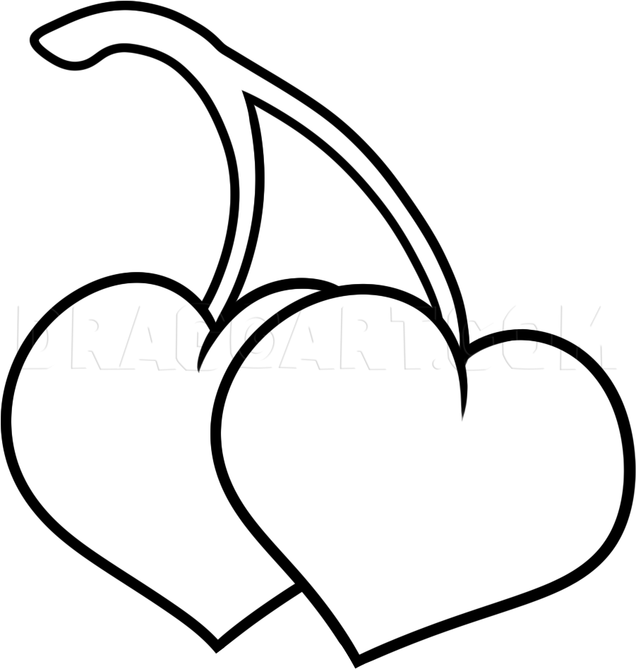 How To Draw Cherry Hearts Drawing Step By Step By Dawn DragoArt