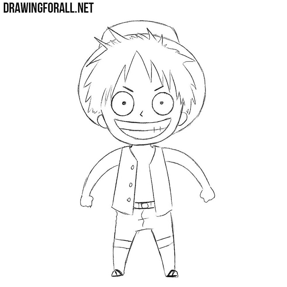 how to draw monkey d luffy